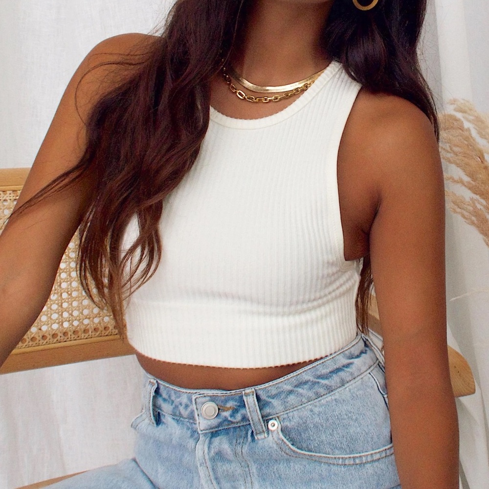 12th Tribe Kyle Ribbed Ivory Crop Top